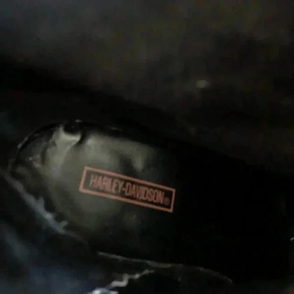 Harley Davidson Black Leather Heeled Western Block Heel Mid Calf Boots Point Toe - Picture 13 of 13